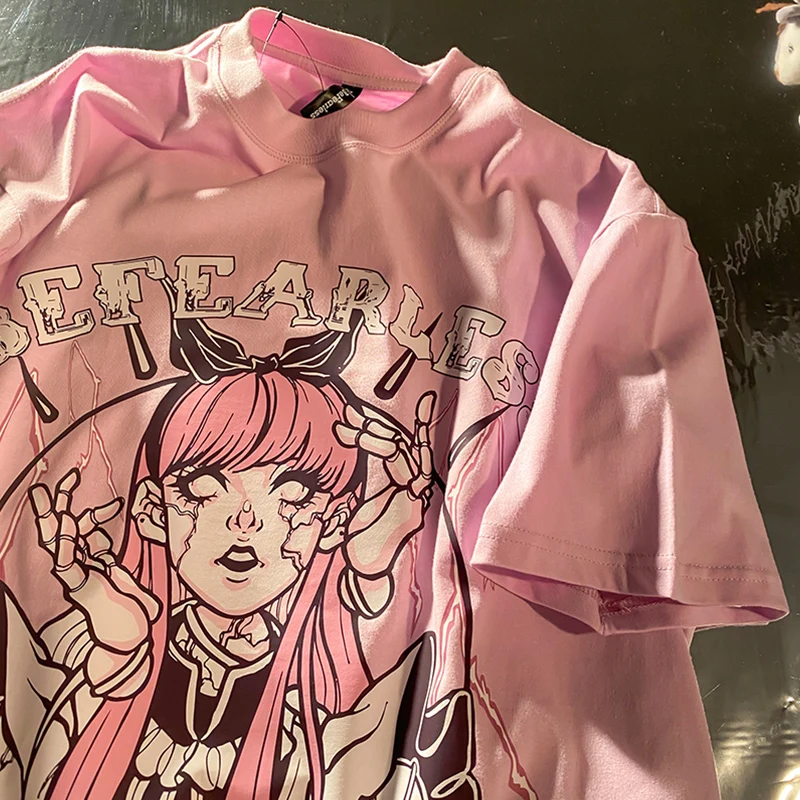 Pastell Goth T-särk T-Särk Naistele Tüdruk Harajuku Tshirt Fairycore Riided Roosa Anime Graafiline Gooti Muinasjutt Dropship