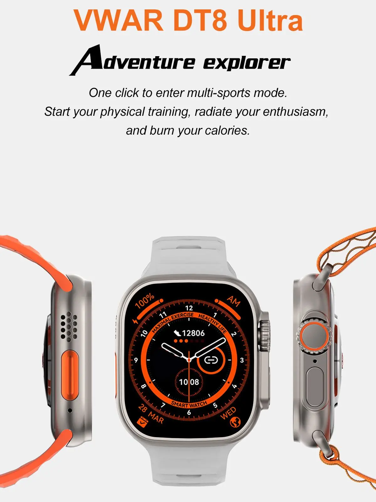 2022 UUS VWAR Ultra Smart Watch Seeria 49mm Alati 8-Ekraanil Traadita Laadimise Mehed Naised Smartwatch NFC Sport Android ja ios 1