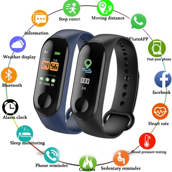 M3 Nutikas Käevõru Sport Smart Watch Mehed Käepaela Fitness Tracker Smartband Naiste Tervis Käevõru Pulsera Relogio Smarth Vaadata