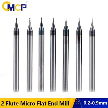 CMCP 2 Flööti Mikro-Veski-0.2-0.9 mm Lame End Mill CNC Ruuteri Natuke 4mm Varre Volframkarbiid Milling Cutter Etteandeseadis 0