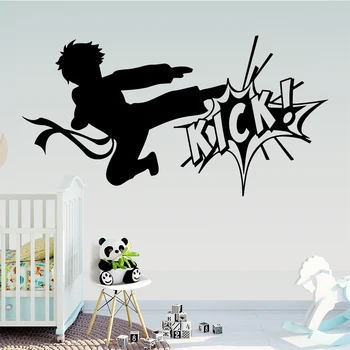 Ilus Kick Taekwondo Home Decor Vinüül Seina Kleebised Lapsed Toas Eemaldatav Seinamaaling A4-060 Raamat ühes tükis Paketis Cartoon 0