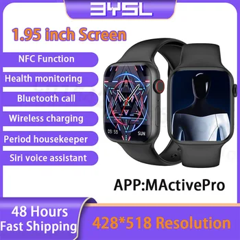 1.95 tolline IWO Smartwatch NFC-Funktsioon Siri, Hääl Assistent Meeste Naine Puhkeoleku Südame Löögisageduse Monitor 428*518 Resolutsioon Smart Vaadata 0