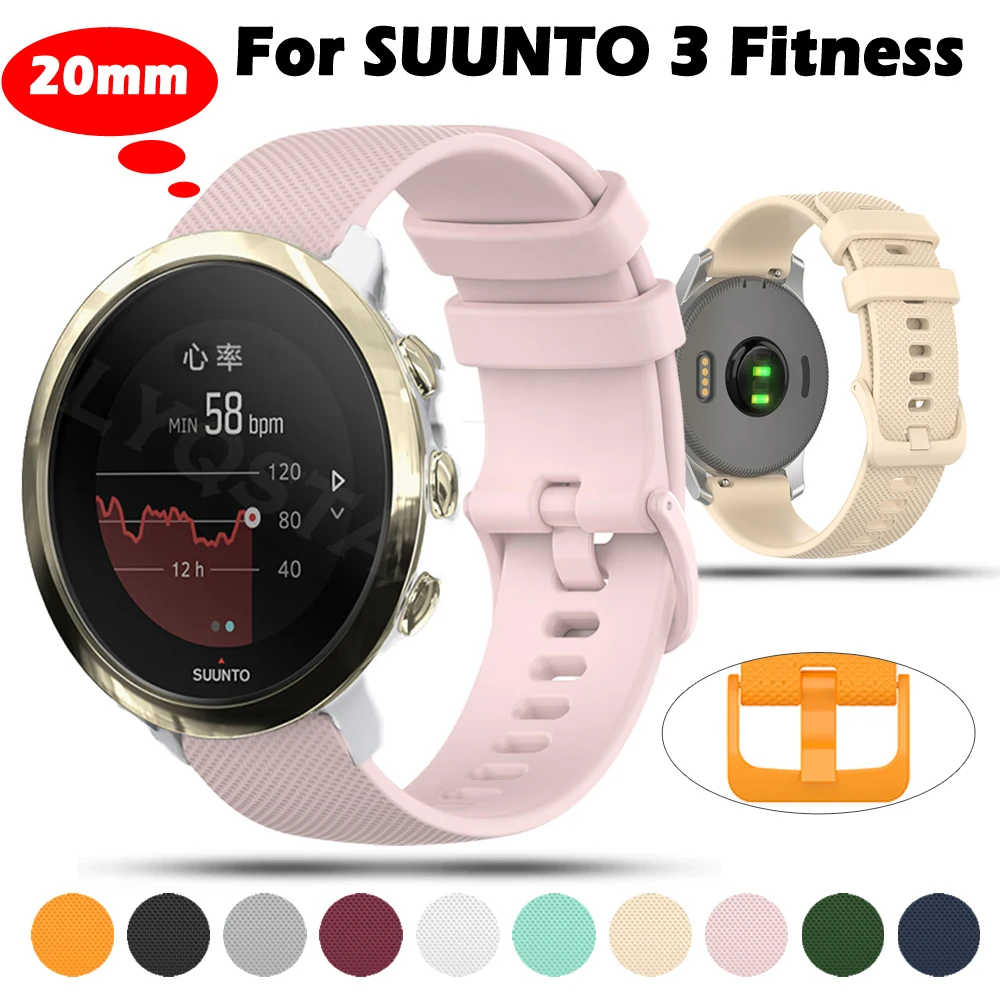 Asendamine Vaadata 20mm Band Sport Silikoon Smartwatch Randme rihmad Suunto 3 Fitness Smart Watchband Tarvikud Correa 0