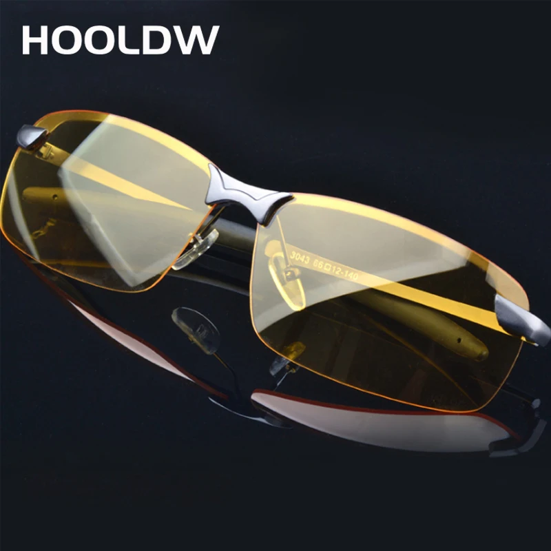 HOOLDW Kõrge Kvaliteedi Kollane Objektiivi Öise Nägemise Prillid Meestele Polariseeritud Päikeseprillid UV400 Sõidu Anti-glare Prillid, Prillid Oculos 0